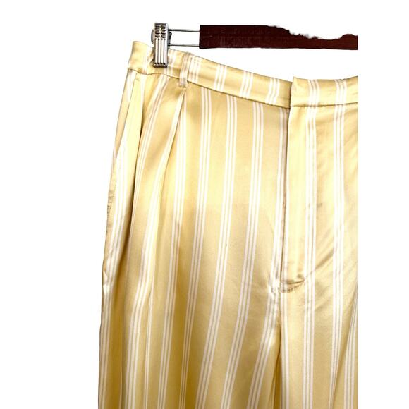 Reformation Willa Silk Satiny Comfortable Yellow Pants Omero Stripe 12 Flowy - Picture 3 of 10